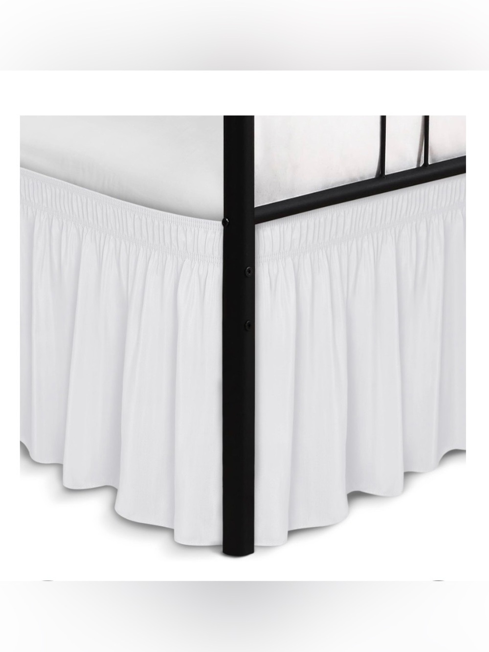 FULL SIZE WRAP AROUND Bed Skirt DUST RUFFLE Split Corners 14” Drop - WHITE